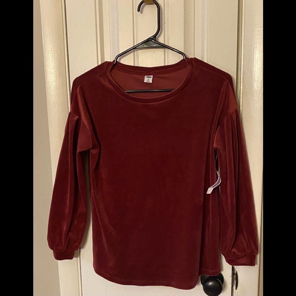 Old Navy Burgundy/Maroon Long sleeve velour Top - Picture 1 of 4